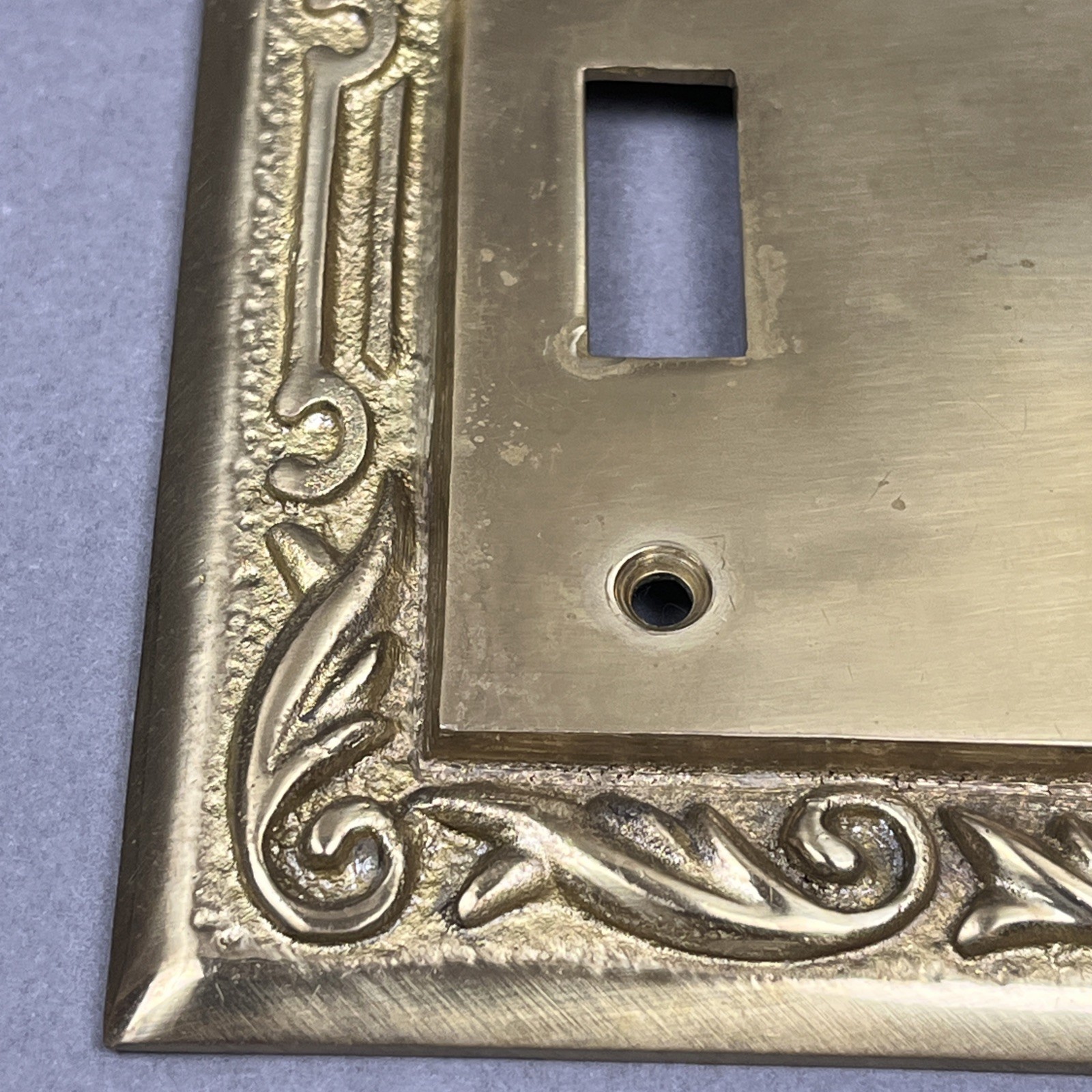 Solid Cast Brass Switch Plate 3-Gang Combination Duplex Outlet 2-Toggle Switch