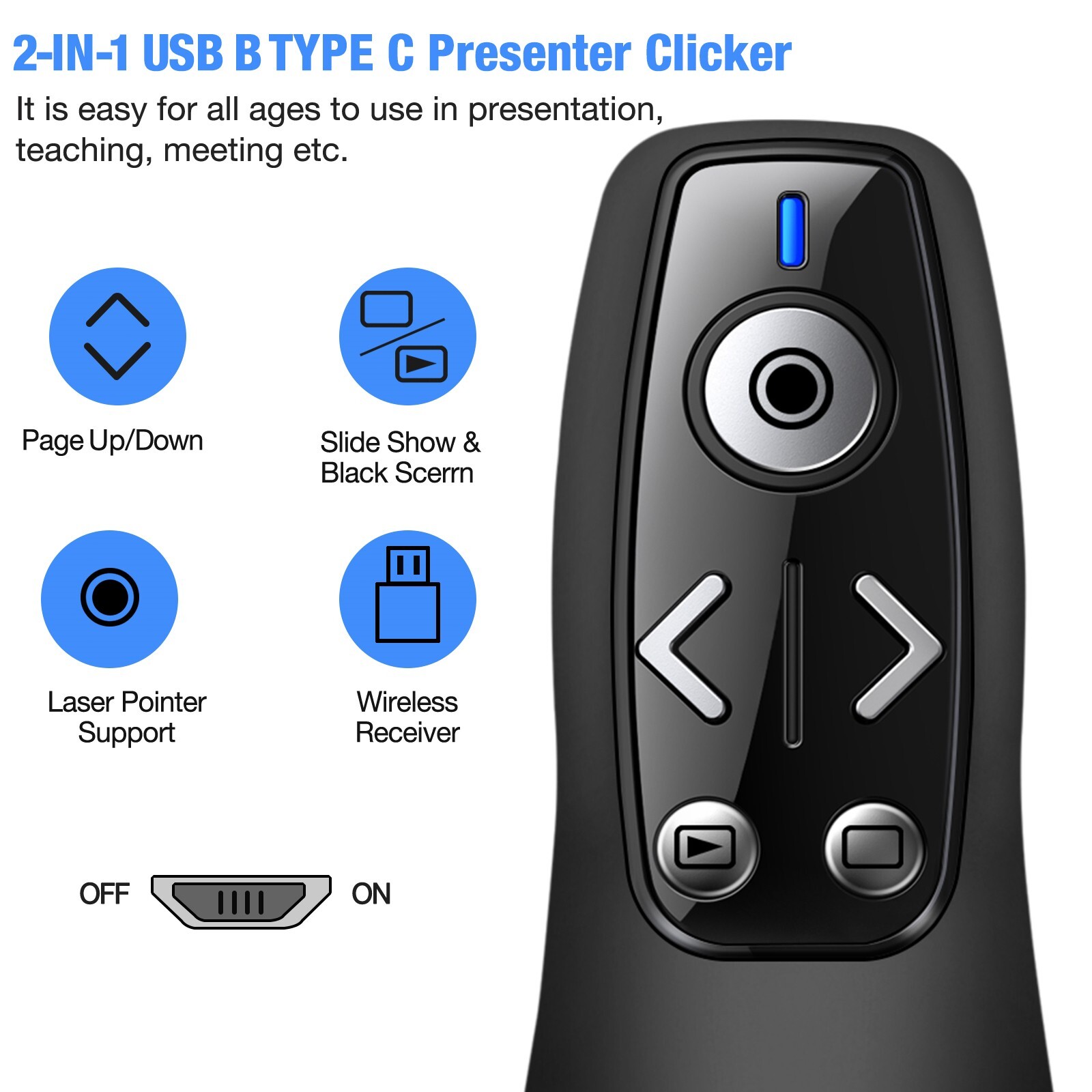 For PC Power point Presentation Remote Wireless Presenter Laser Pointer Clicker