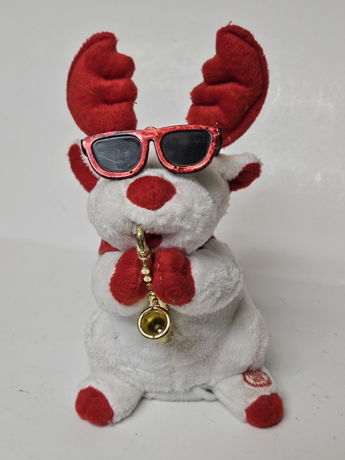 Animated Saxophone 8" Christmas Reindeer Plays Santa Claus is Coming to Town