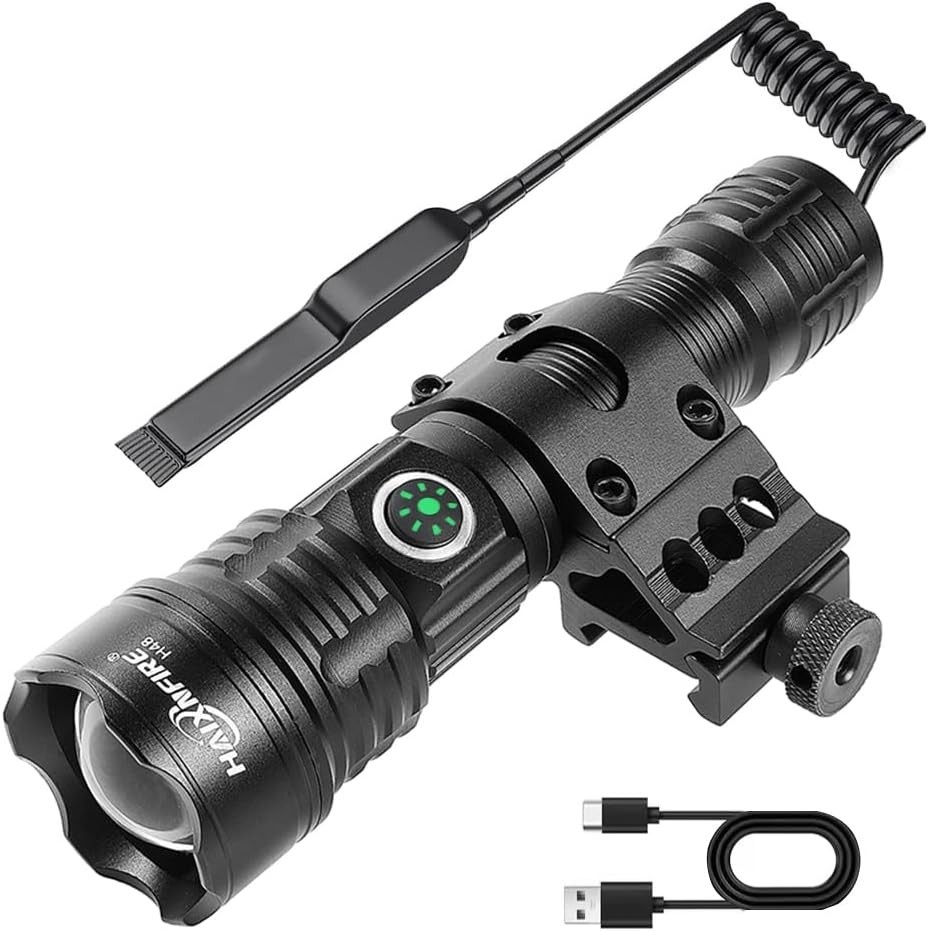 haixnfire Tactical Flashlight Type-C USB Rechargeable 6000 lumens Zoomable LED W