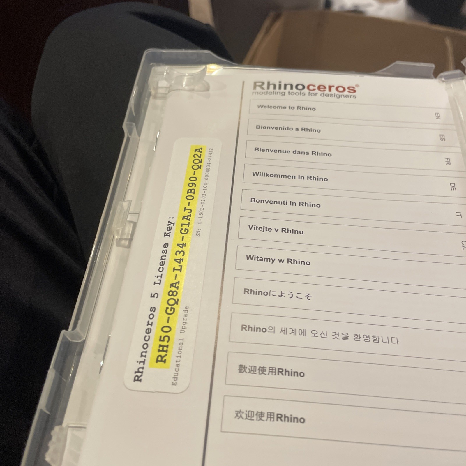 Rhinoceros Version 5 Upgrade R50U-E w/Liscense Key