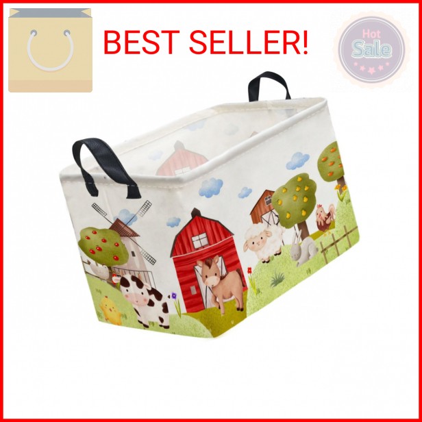 Sanjiaofen Rectangular Kids Baskets,Farm Baskets for Kids .Waterproof PE Coating