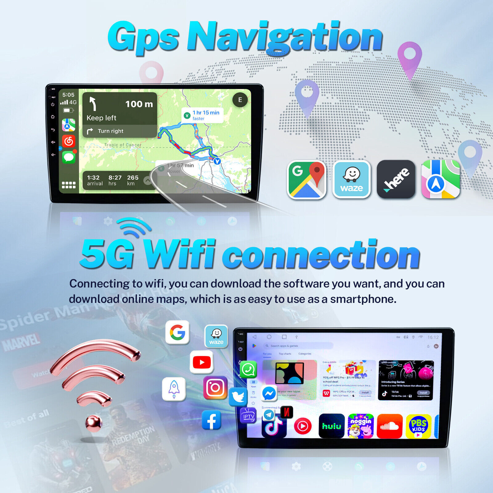 Radio Stereo HeadUnit CarPlay GPS For 2007-2013 GMC Yukon Chevy Tahoe Suburban
