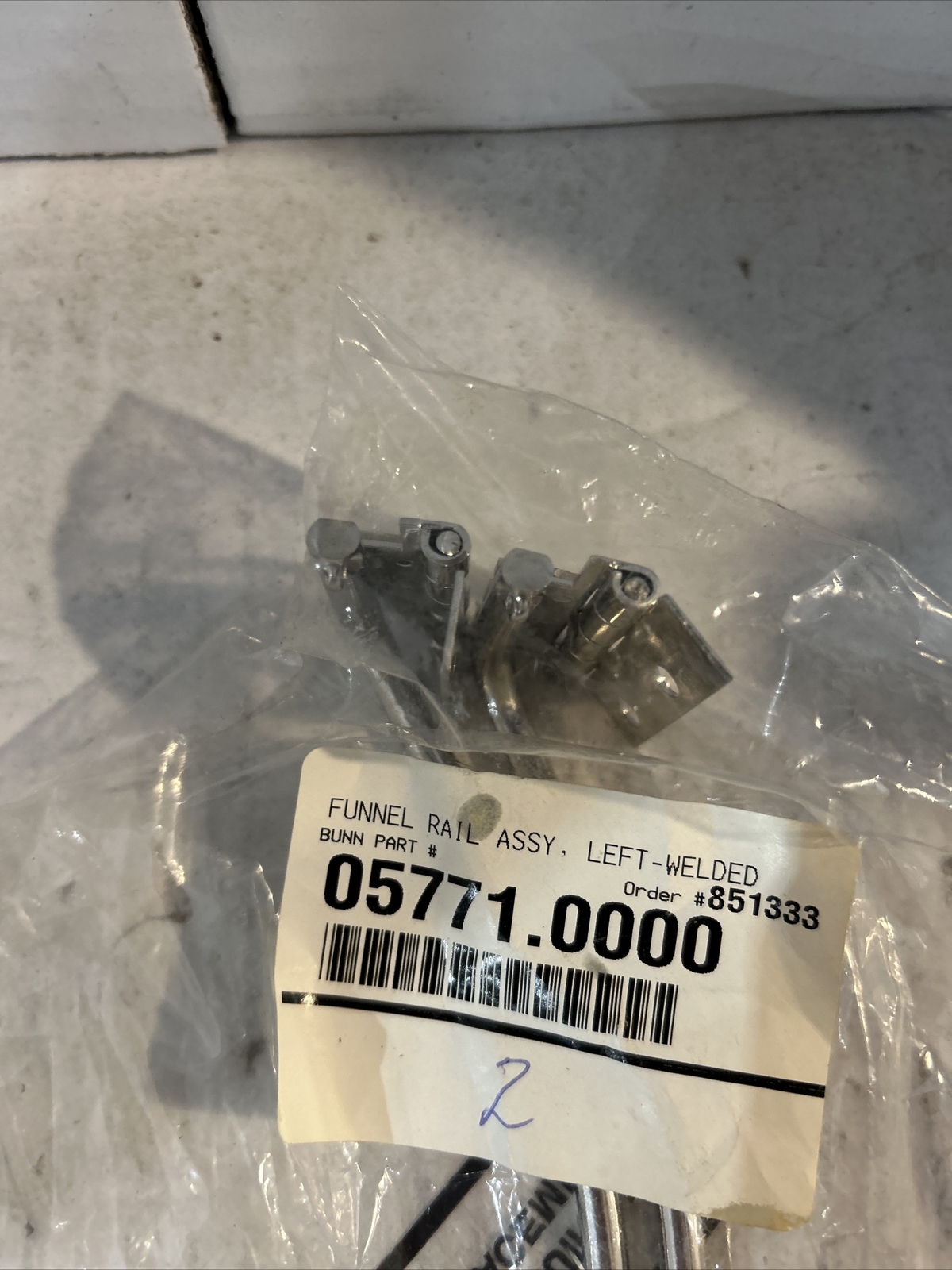 *2-PACK* 05771.0000 Bunn Funnel Rail Assembly, Left-Welded (SP120)