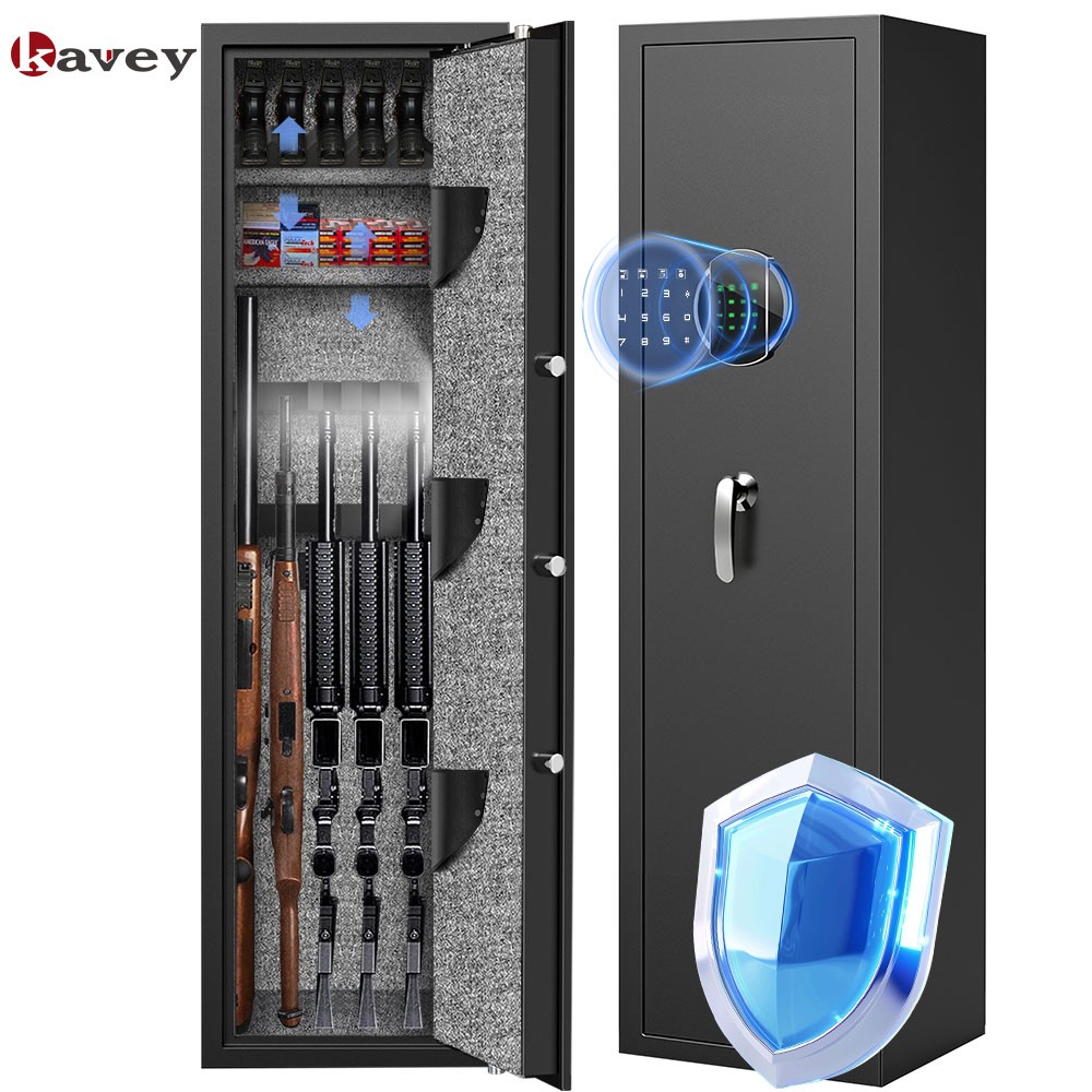 Large Digital Long Gun Safe with Backlit Keypad, Ammo Box & Gun Rack