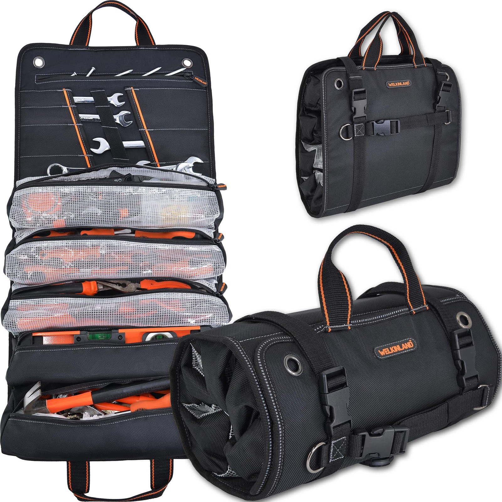 Men's Tool Roll Organizer, Heavy-Duty 1680D Tool Roll Up Bag