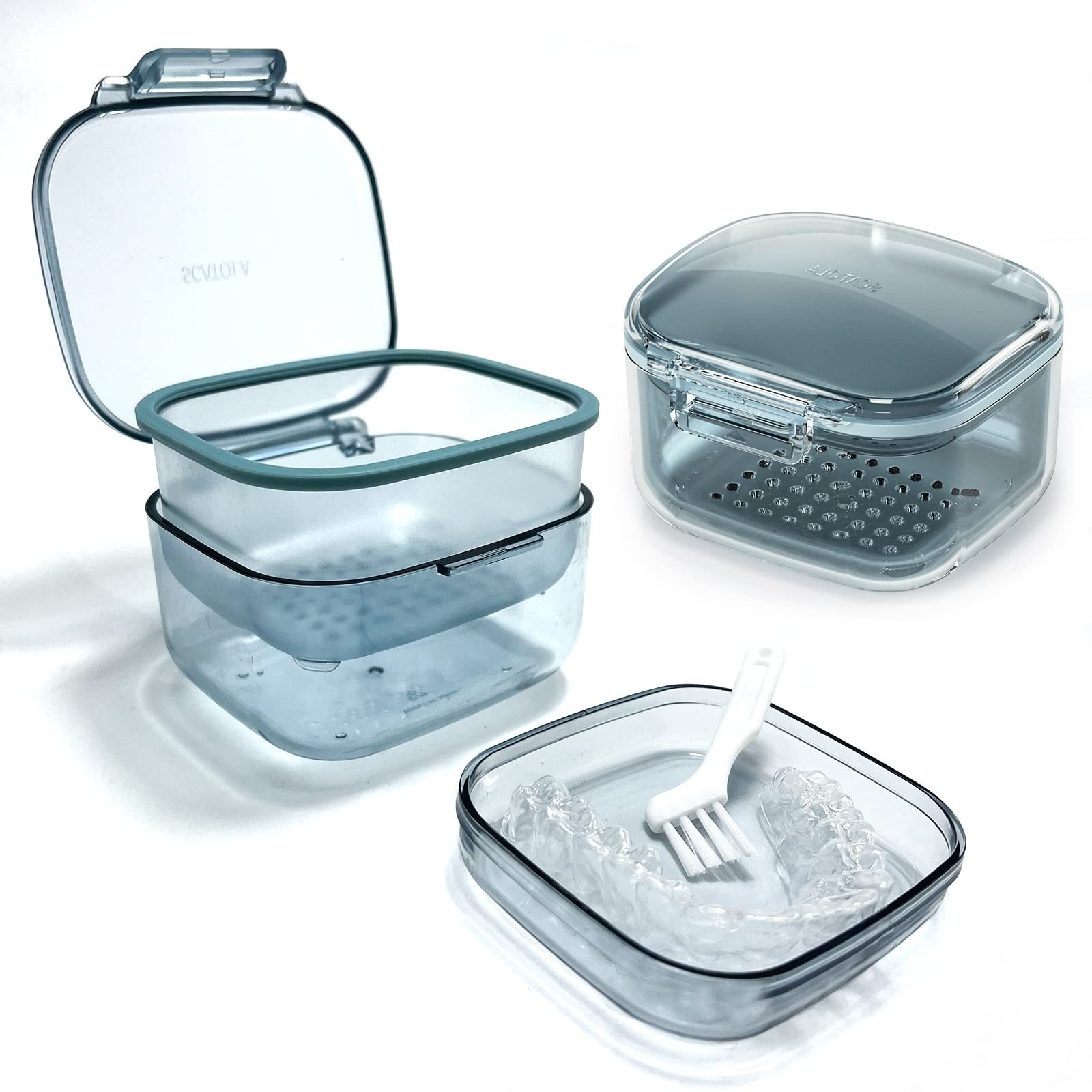 Denture Bath Box , Denture Case,Retainer cup,Three-Layer Separation Retainer ...