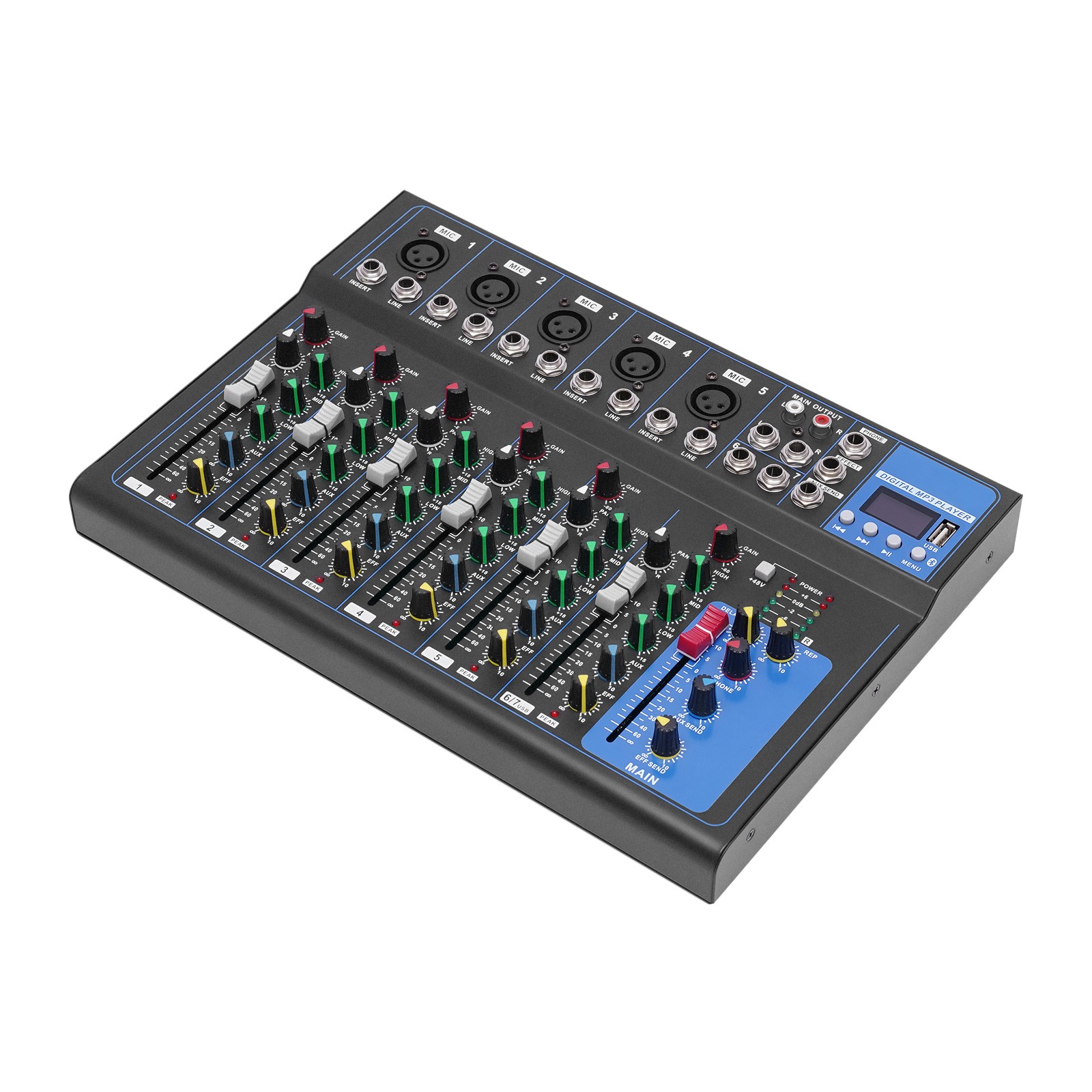 Bluetooth 7 Ch. Studio/DJ Controller Audio Mixer Console 7 Channel Mixer USB New