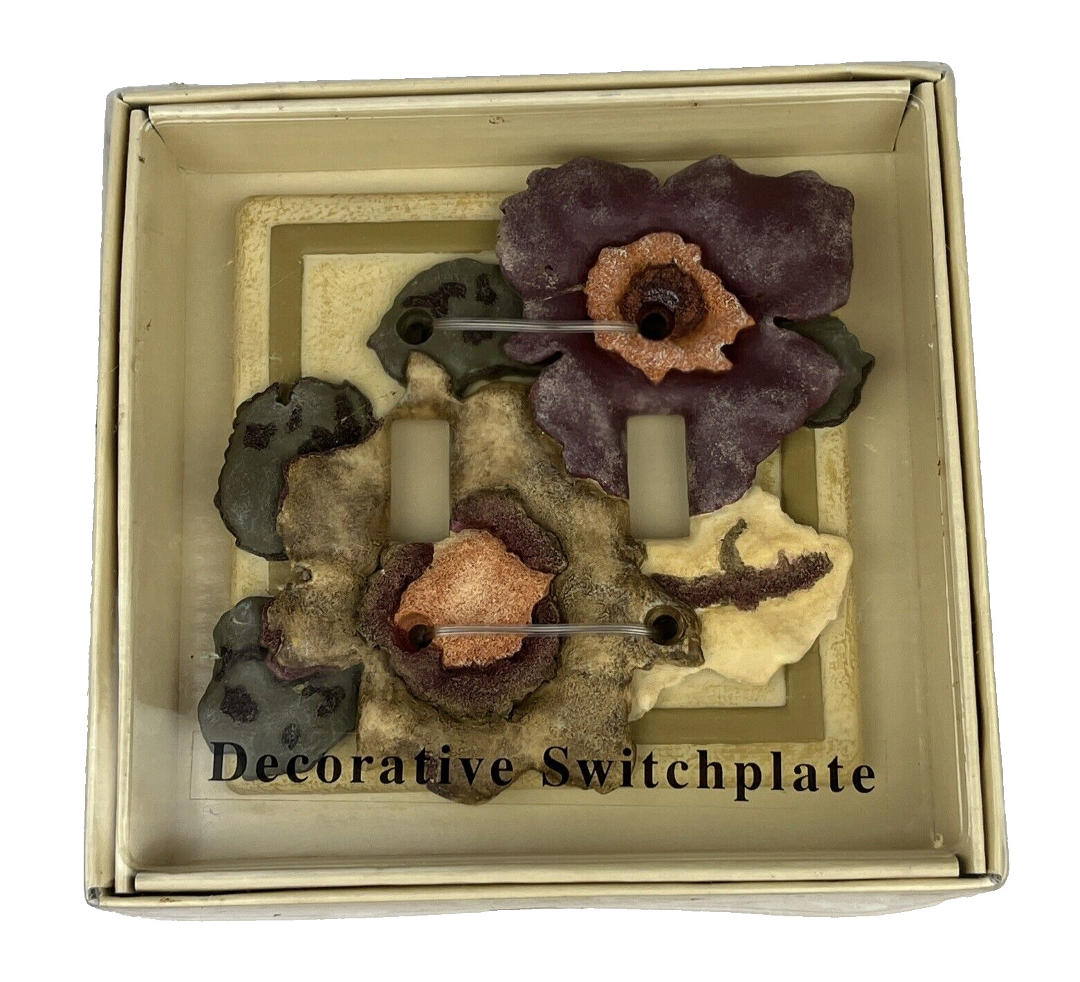 NEW Saturday Knight Ltd. Double Toggle Switchplate "BALI" Floral NIOB Vintage
