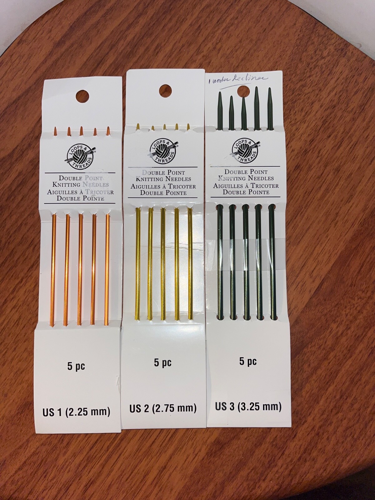 Knitting Needles Double Point US1, US2, US3 Lot