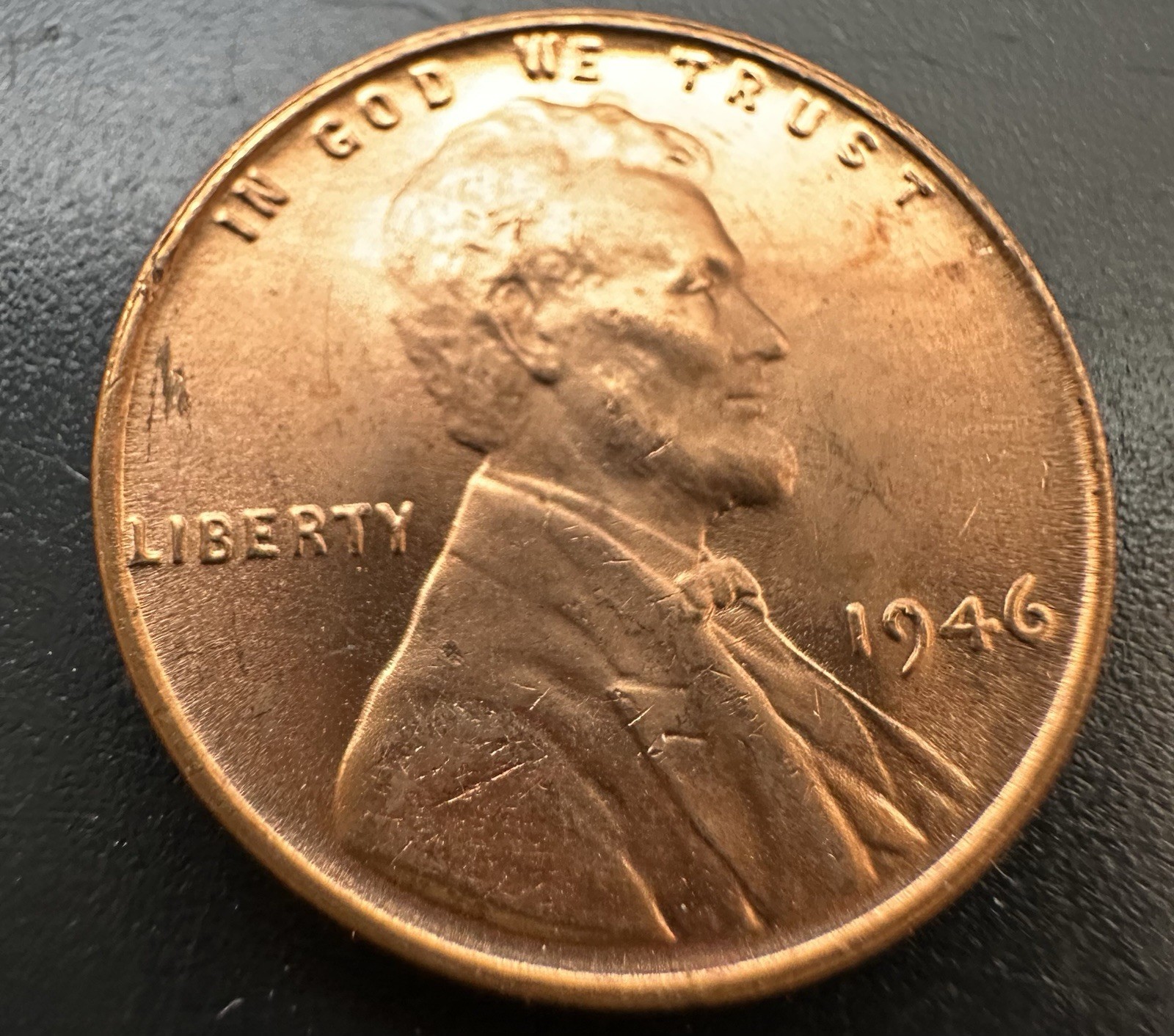 1946-P Lincoln Penny Cents Large  Skull Crack T - Threw Skull A-197 UNC