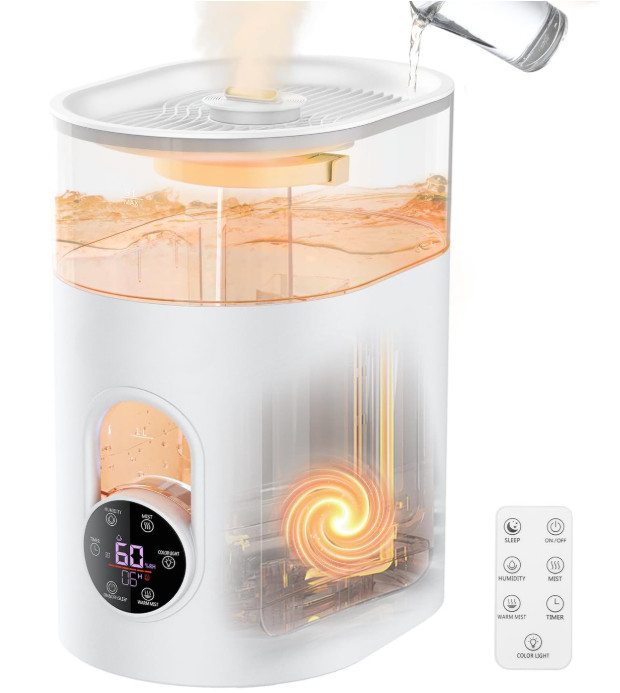 Humidificador 6L frío y cálido control humedad remoto luz LED hogar dormitorio