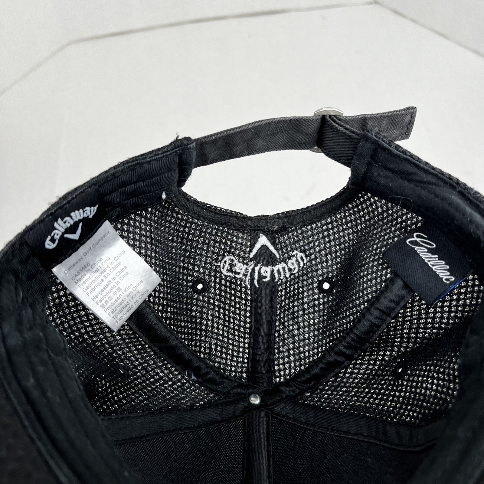 Callaway Cadillac Golf Hat Black Mesh Strapback Cap
