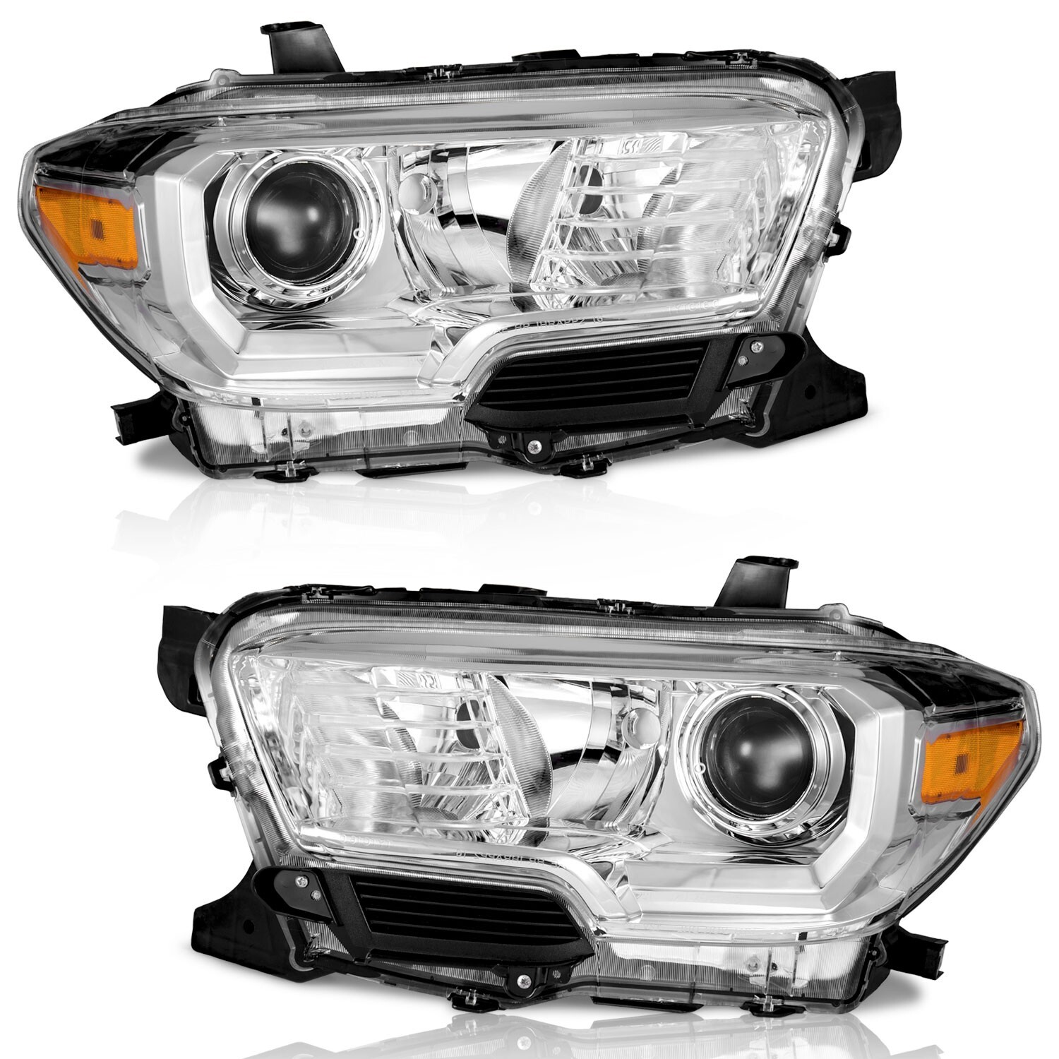 Pair Headlights Assembly For 2016-2022 Toyota Tacoma Headlamps w/o LED DRL