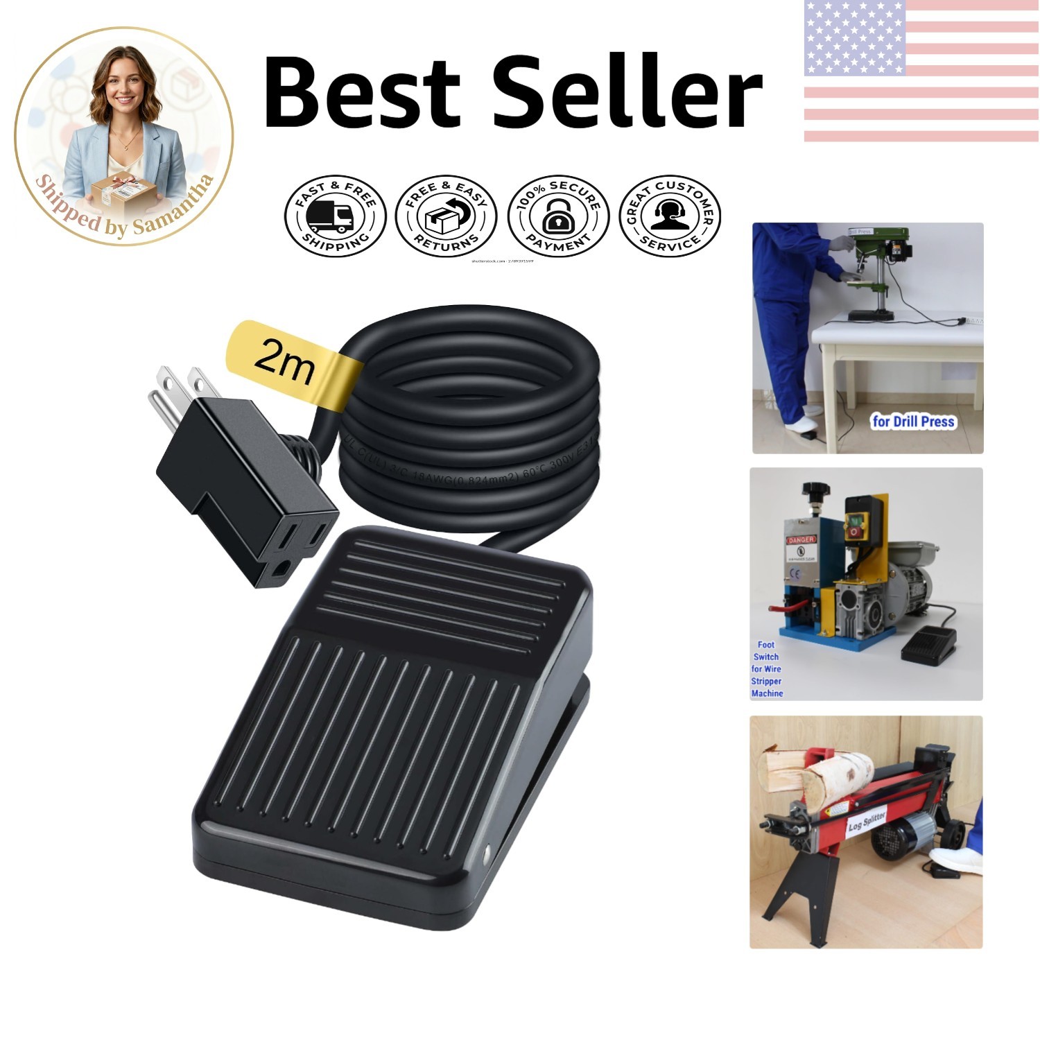 Heavy Duty 15A Foot Pedal Switch - Effortless Control for Electric Devices