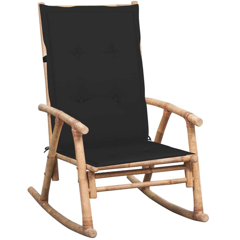 Rocking Chair Natural bamboo, Black Bamboo, 100% polyester Medium