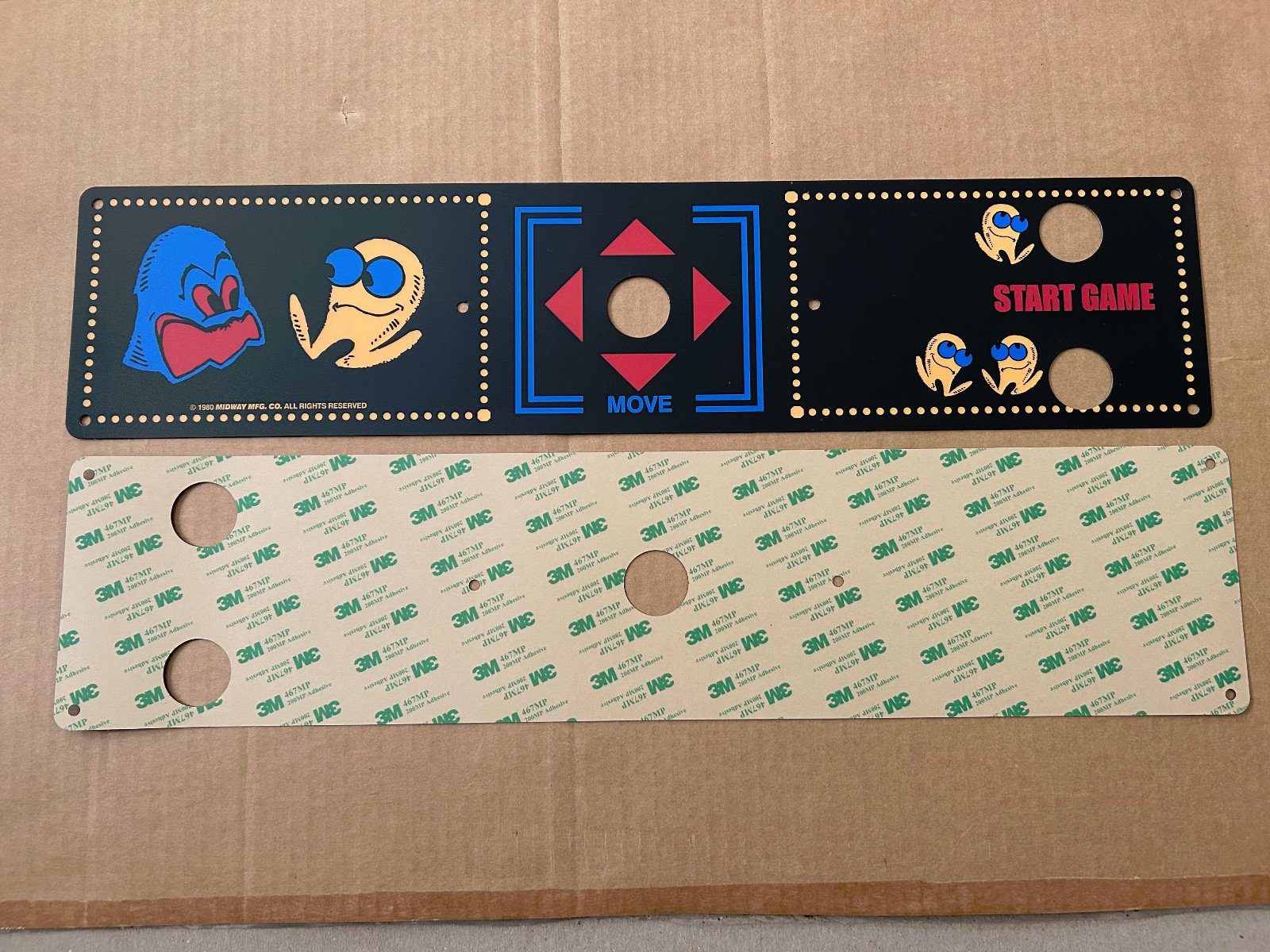 Pac Man Control Panel Overlay CPO Screen Printed 3M adhesive