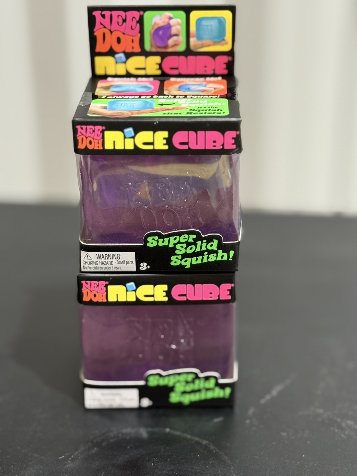 Nee Doh Nice Cube Purple Super Solid Squish Stress Toy New Sealed