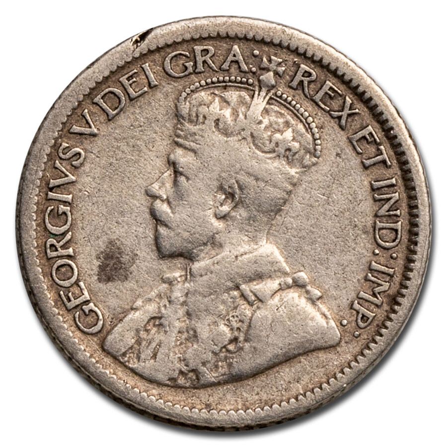 1920-1936 Canada Silver 10 Cents George V Avg Circ