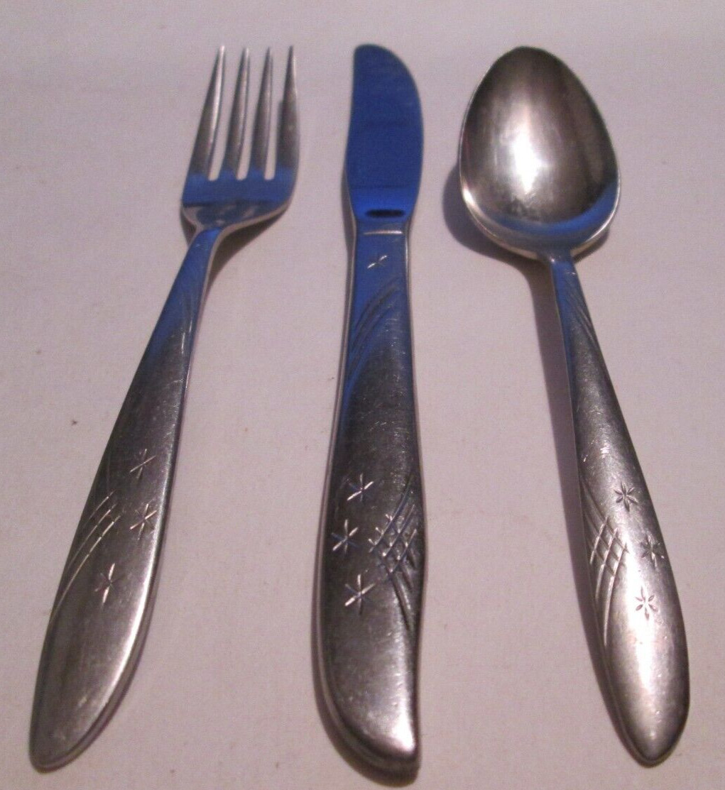 Vintage Oneida Stanhome Deluxe Stainless Flatware Lot of 3 Pieces Starburst