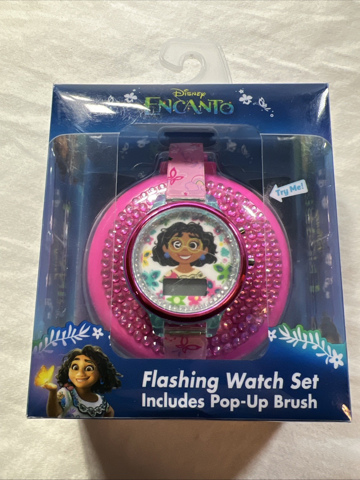 Disney Encanto Flashing Girl's Watch Set With Pink Mirror And Pop-up Brush NIB!