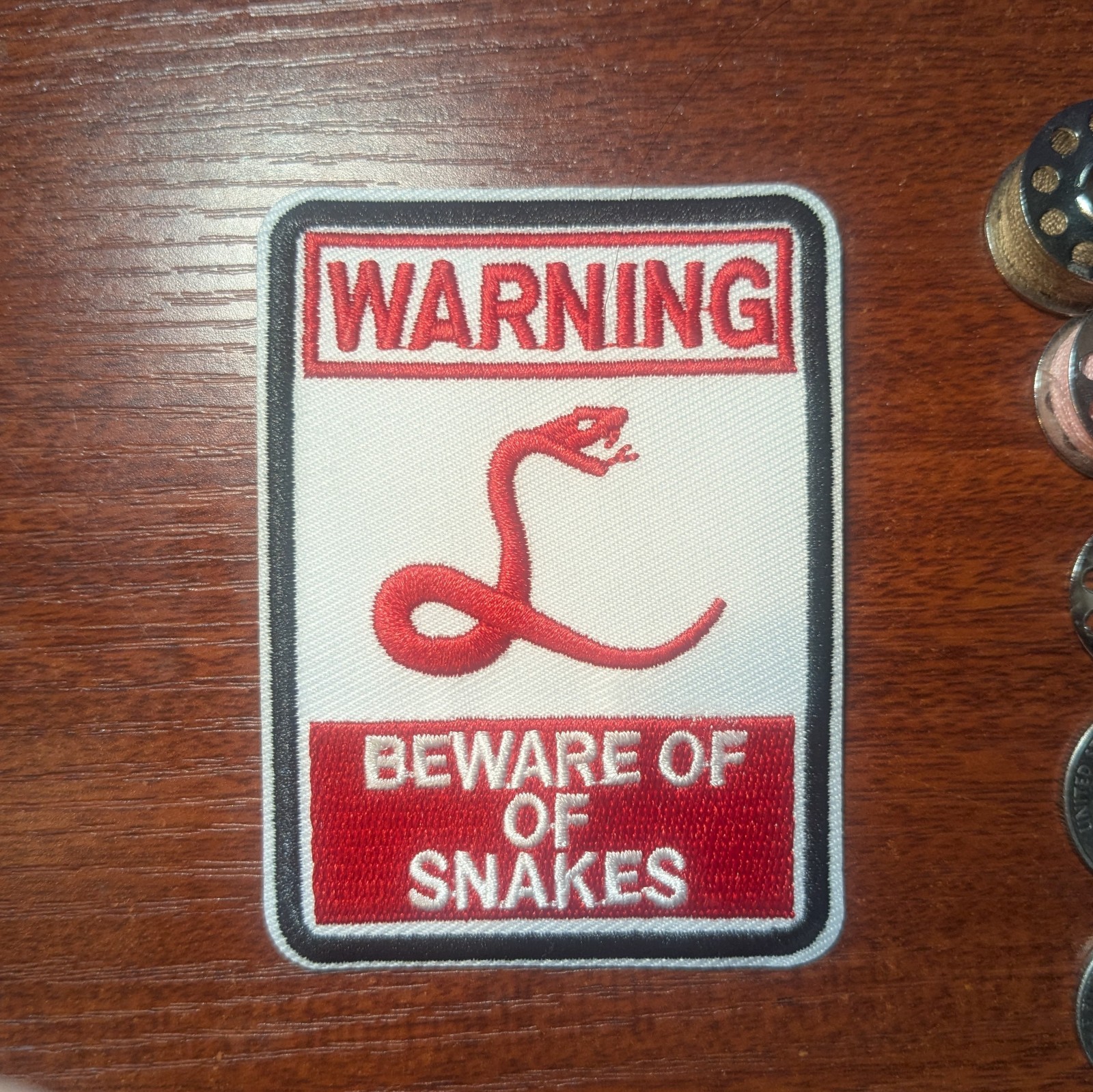 Warning Sign Patch Beware of Snakes Toxic People  Embroidered Iron 3.5x2.5"