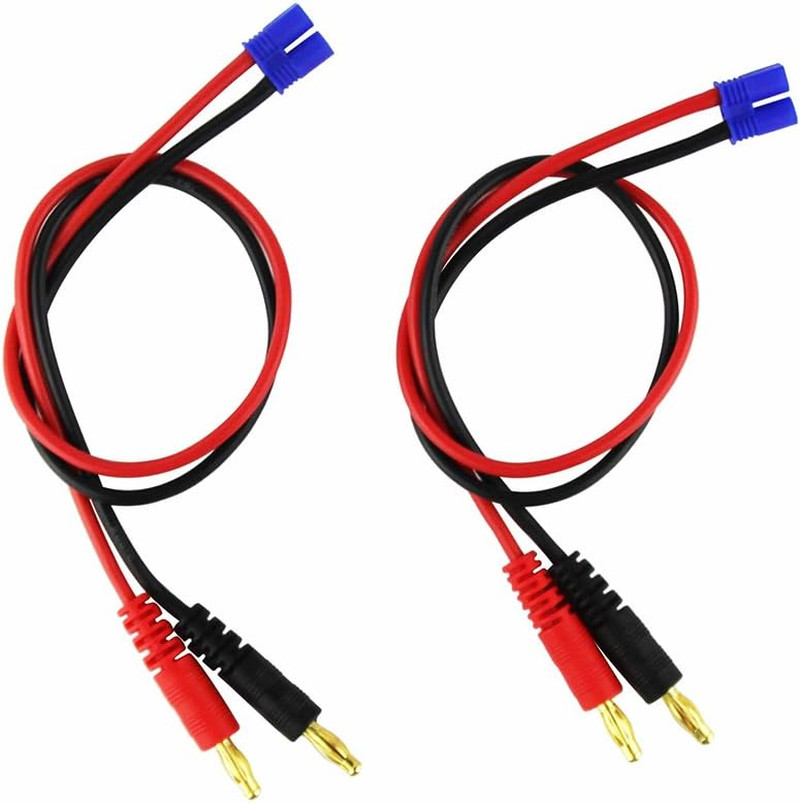 2Pcs EC2 Male to 4Mm Banana Plug Connector Plug Adapter Charge Cable Lead Test L