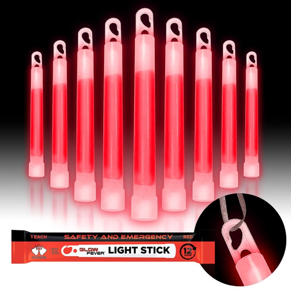 Emergency Safety Military Grade Glow Sticks; 10pcs, 6" Ultra Bright Glow Stic...