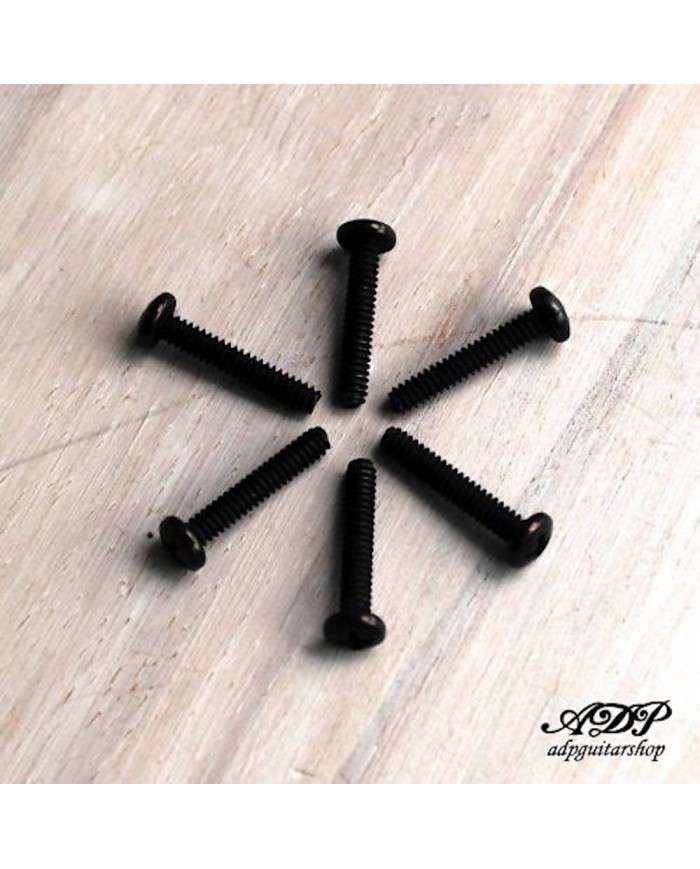 6 Stratocaster Black Pickup Screws,  3.30 mm x 18mm