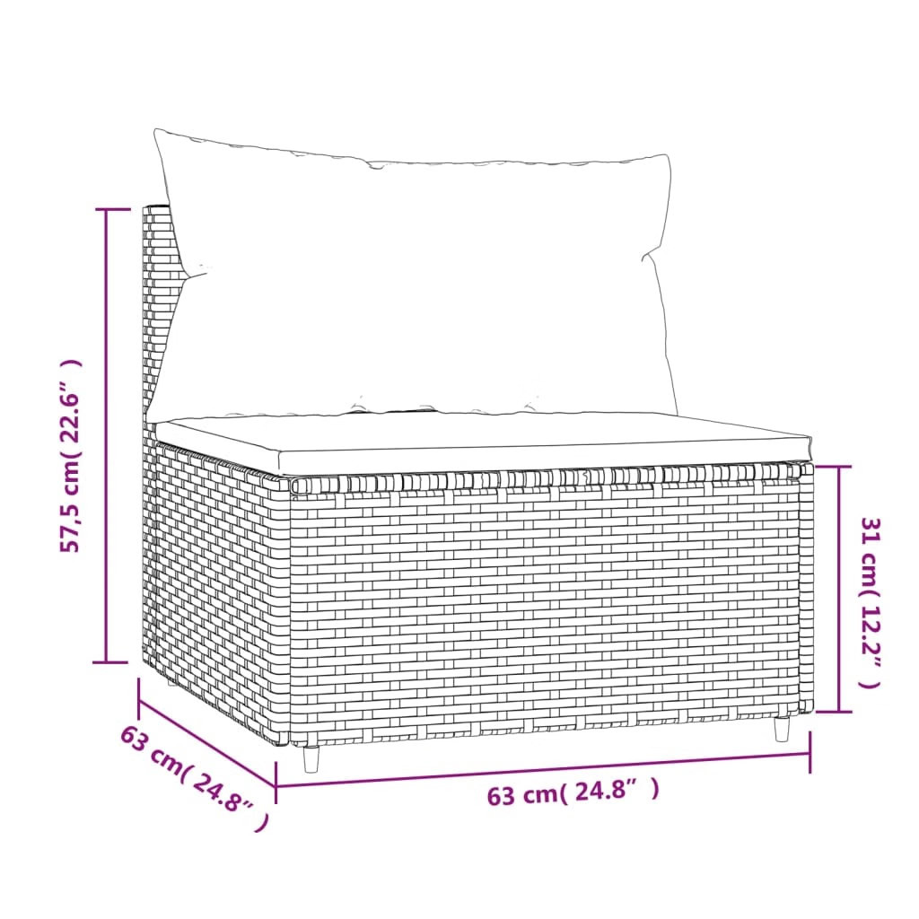 Patio Middle Sofa Brown PE rattan Medium Adjustable Feet