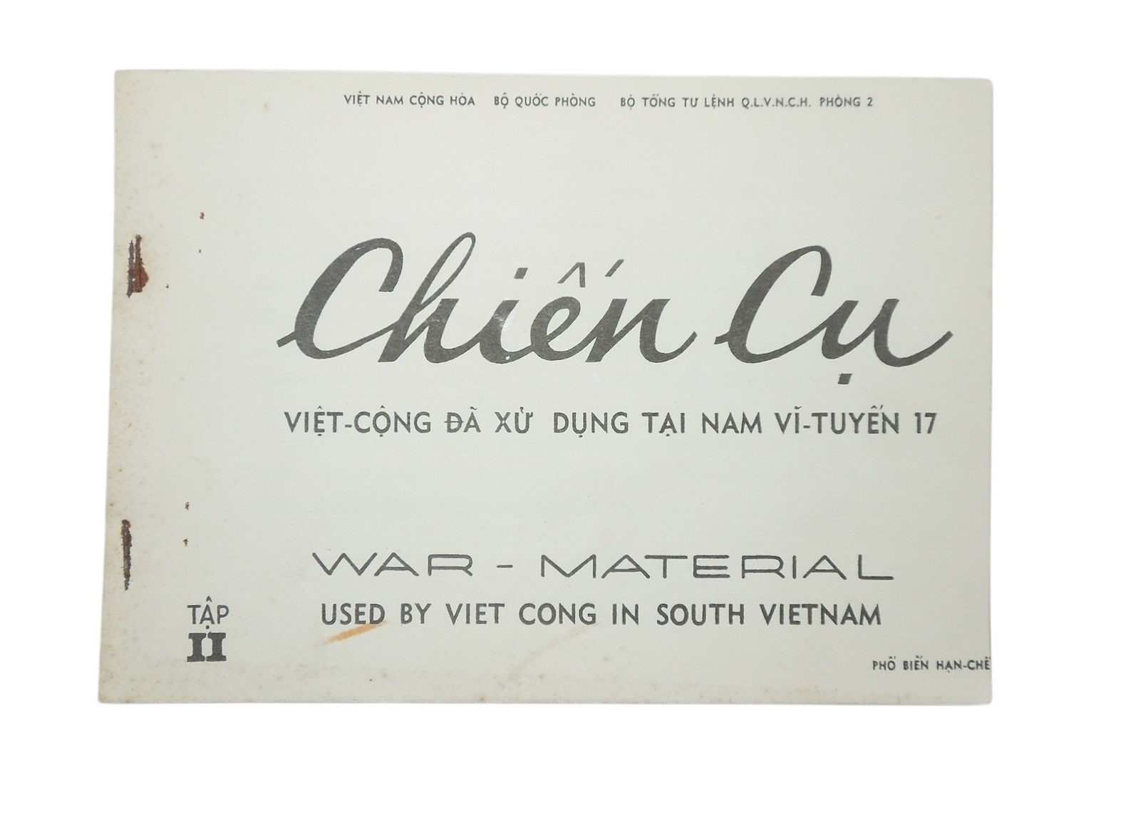 Original Vietnam War Intelligence Report Chien Cu War Material ARVN Viet Cong