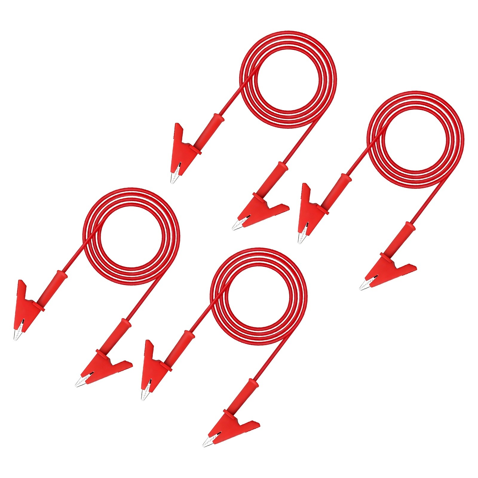 4 Pcs Dual-ended Alligator Clips Test Leads, 15A, 2.99m/9.81ft, Red