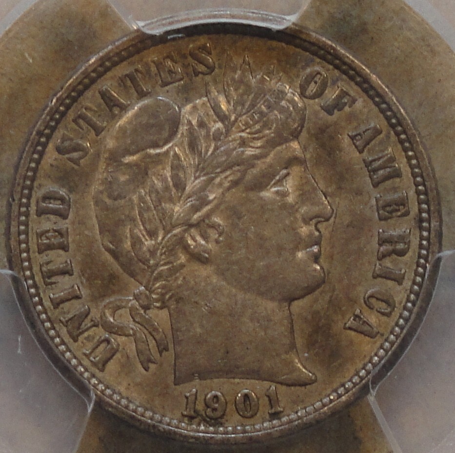 1901-O Barber Dime 10c PCGS Certified AU53