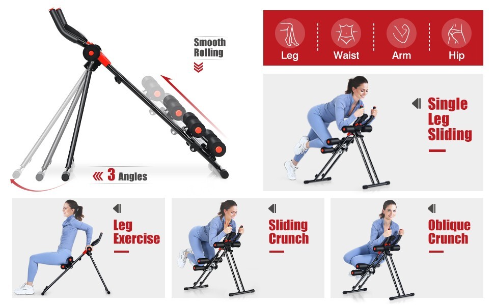 Foldable Abdominal Trainer Home Gym Equipment Adjustable Workout W/ LCD Display