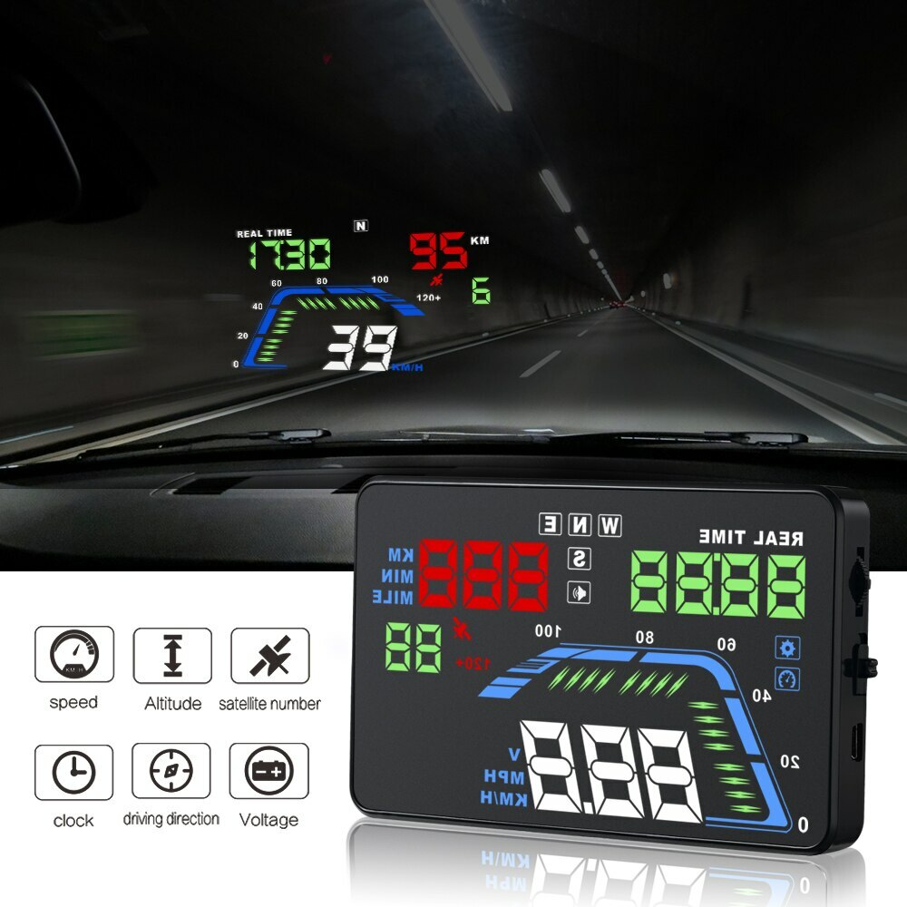AutoCar HUD GPS Head Up Display Speedometer Overspeed Alarm Windshield Projector