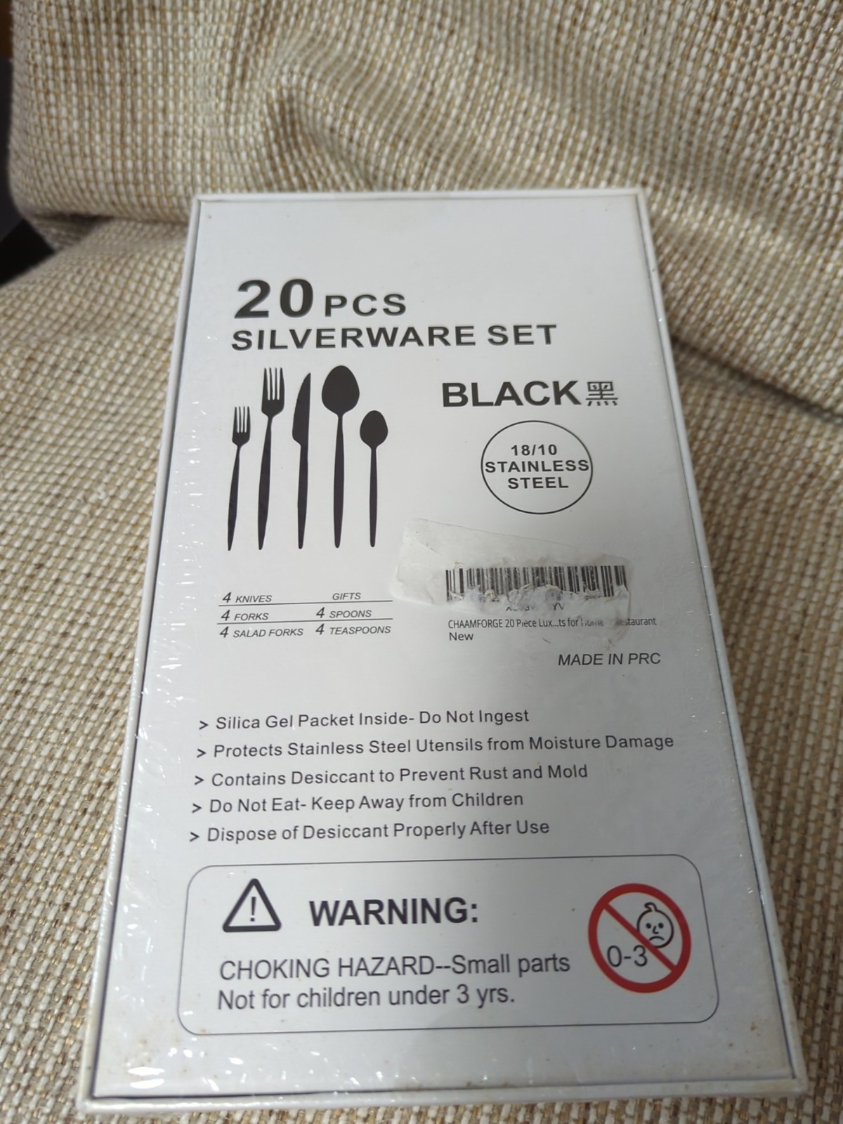 CHAAMFORGE 20 Piece Luxury Silverware Set for 4 Black Mirror-Polished 18/10...