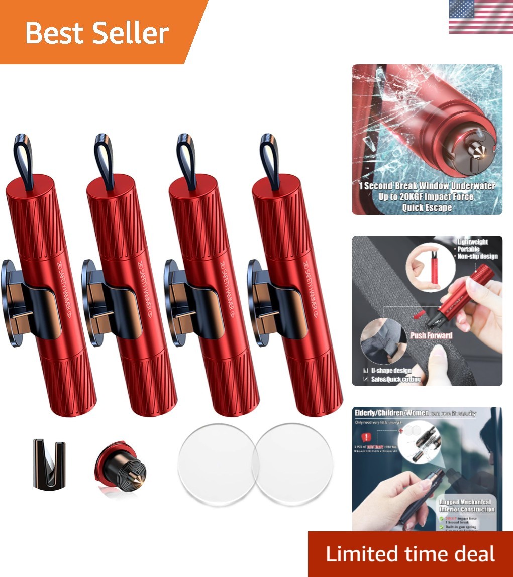 4 Pack Car Window Breaker and Seatbelt Cutter,Auto Rescue Tool,Safe Hammer Ca...