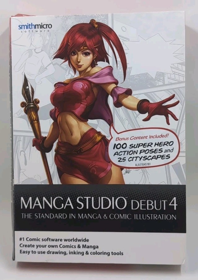 Manga Studio Debut 4 + Super Hero Pack Add-on COMPLETE PC & Mac Animator