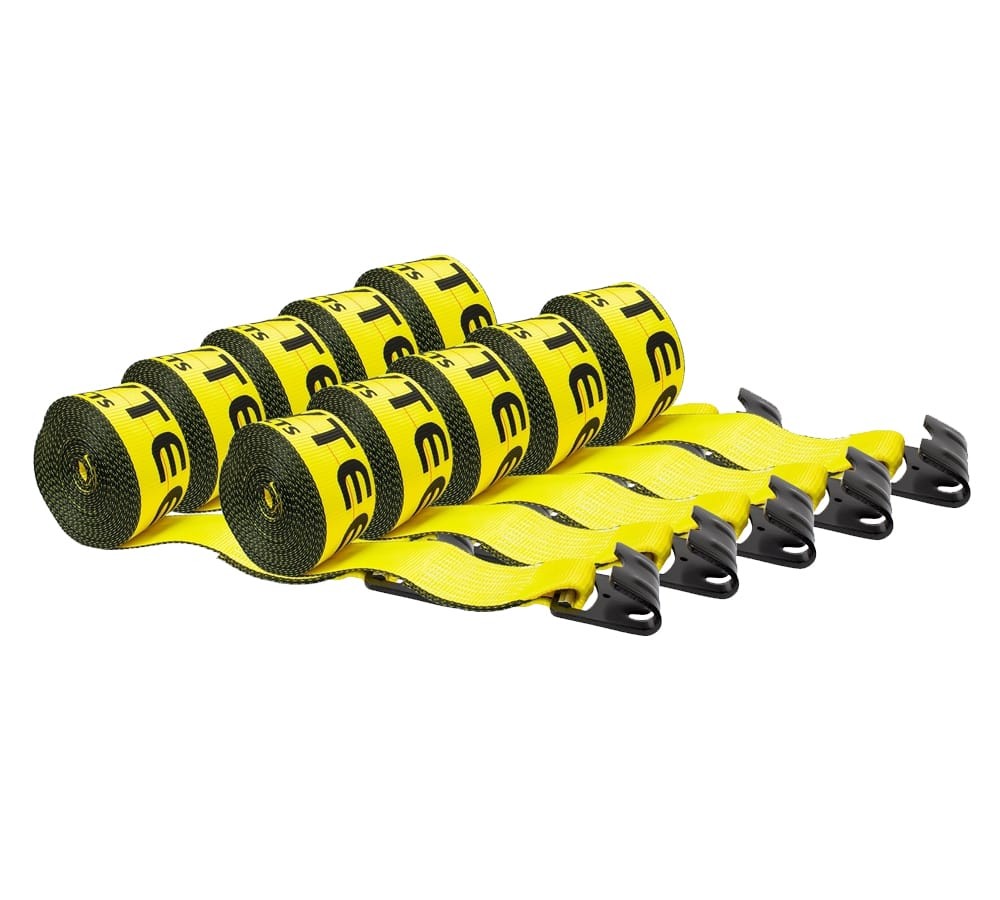 (10 Pack) 4"x30' Winch Straps w/flat hook, WLL 5400 Flatbed Tie Down Strap
