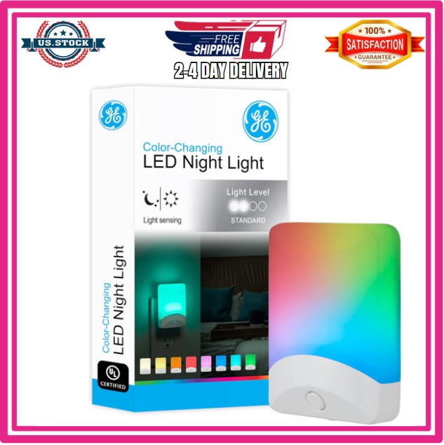 GE Color-Changing LED Night Light, Plug into Wall, Dusk to Dawn Sensor, Ambient