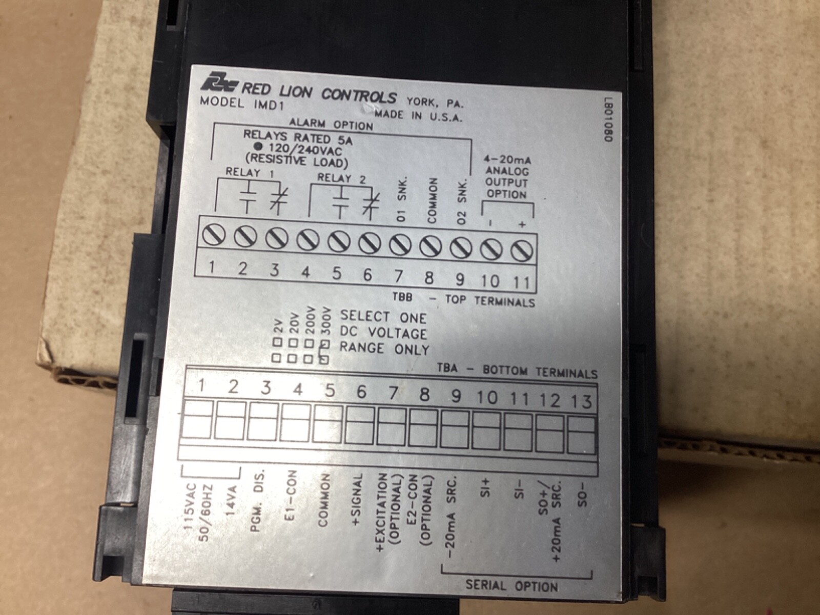 RED LION CONTROLS IMD1 DIGITAL PANEL VOLTAGE METER, #114A110PR2*CO