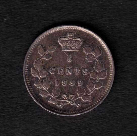 Canada 1899 5c Five Cent Silver Coin Queen Victoria EF Extra Fine .925 Silver #5