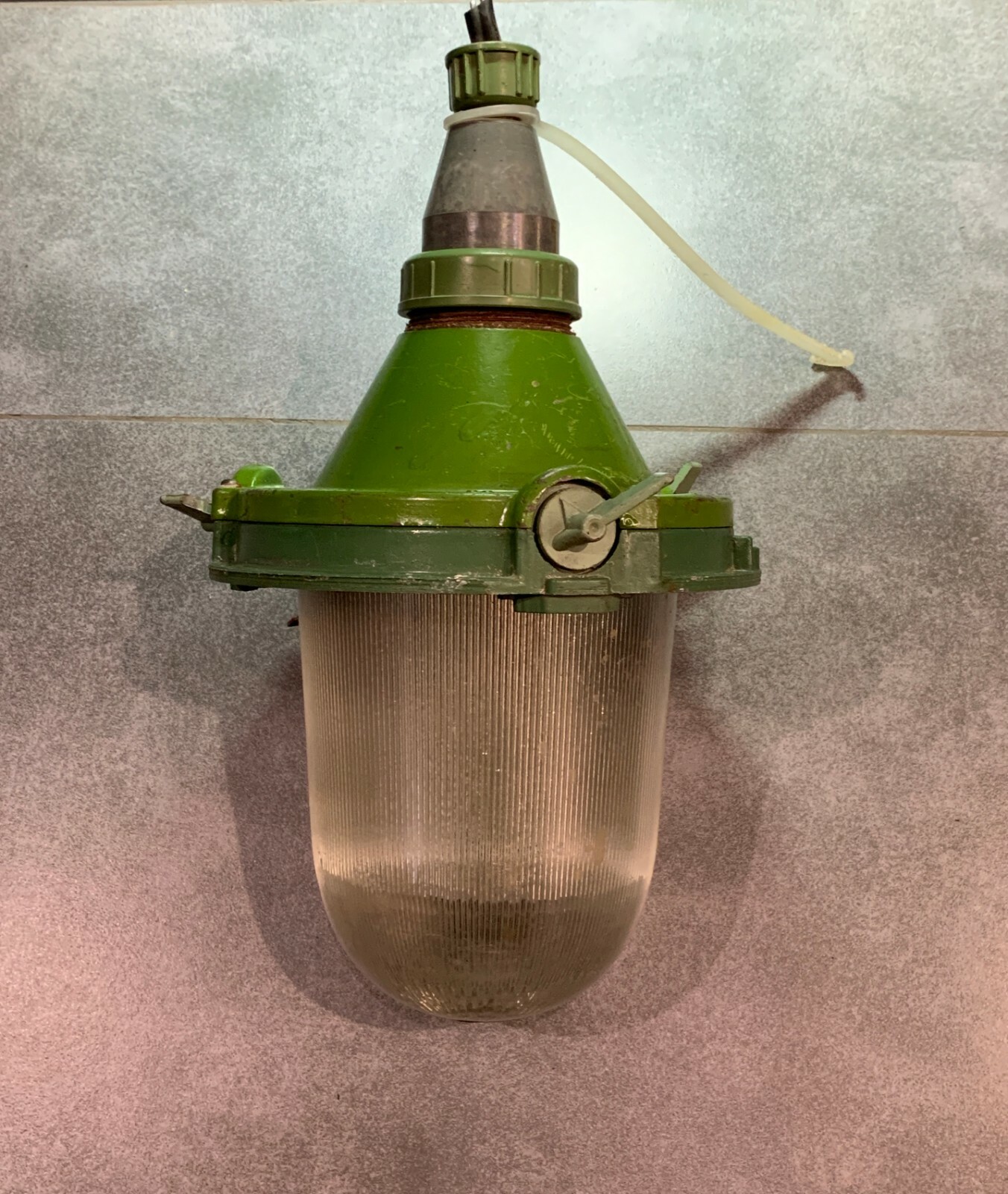 Vintage Soviet Industrial Pendant Lamp Loft Factory Light Glass Shade USSR