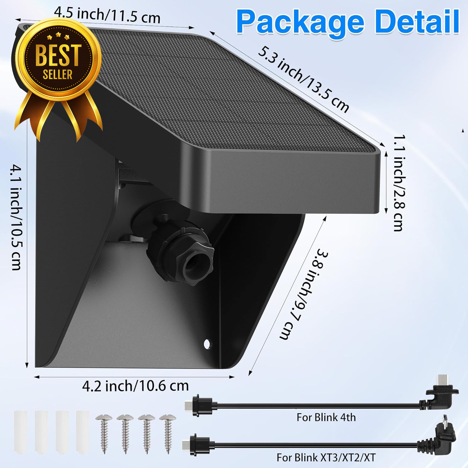 Solar Panel for Blink Outdoor 4 XT3 XT2 Camera 3300mAh 2 Pack