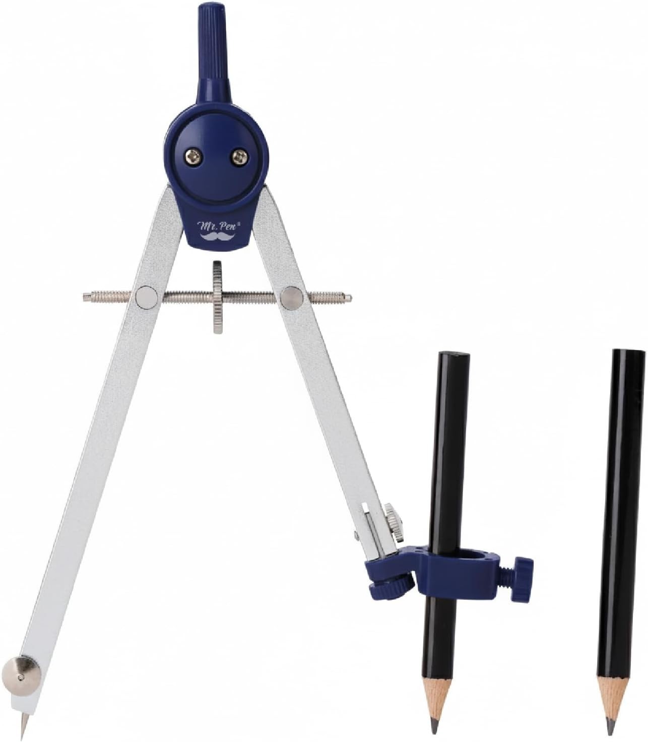 Mr. Pen- Compass for Geometry, with Pencil, Drawing Silver