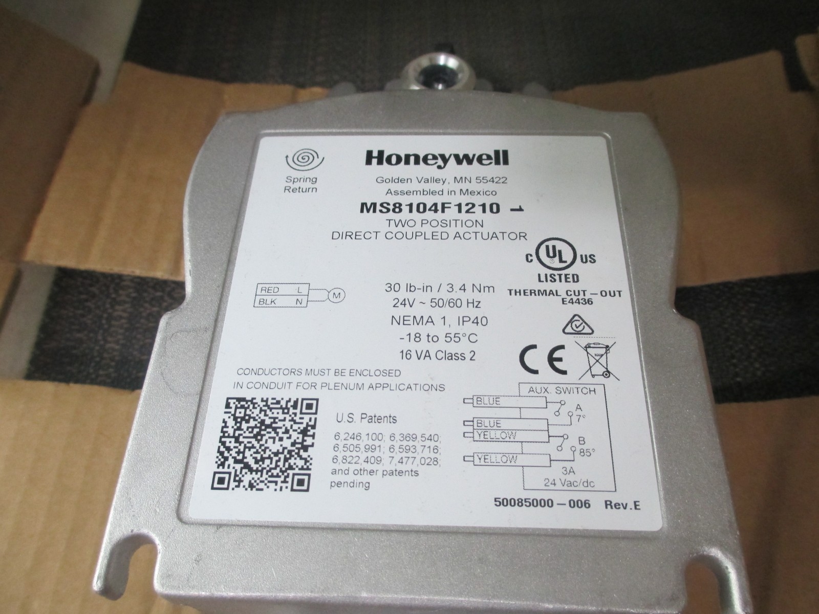 Honeywell MS8104F1210 Actuator NEW!