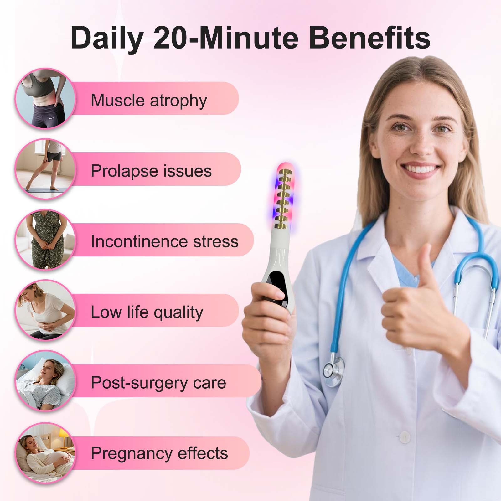 Multi-Function Kegel Trainer with Microcurrent and Heating for Postpartum Pelvic
