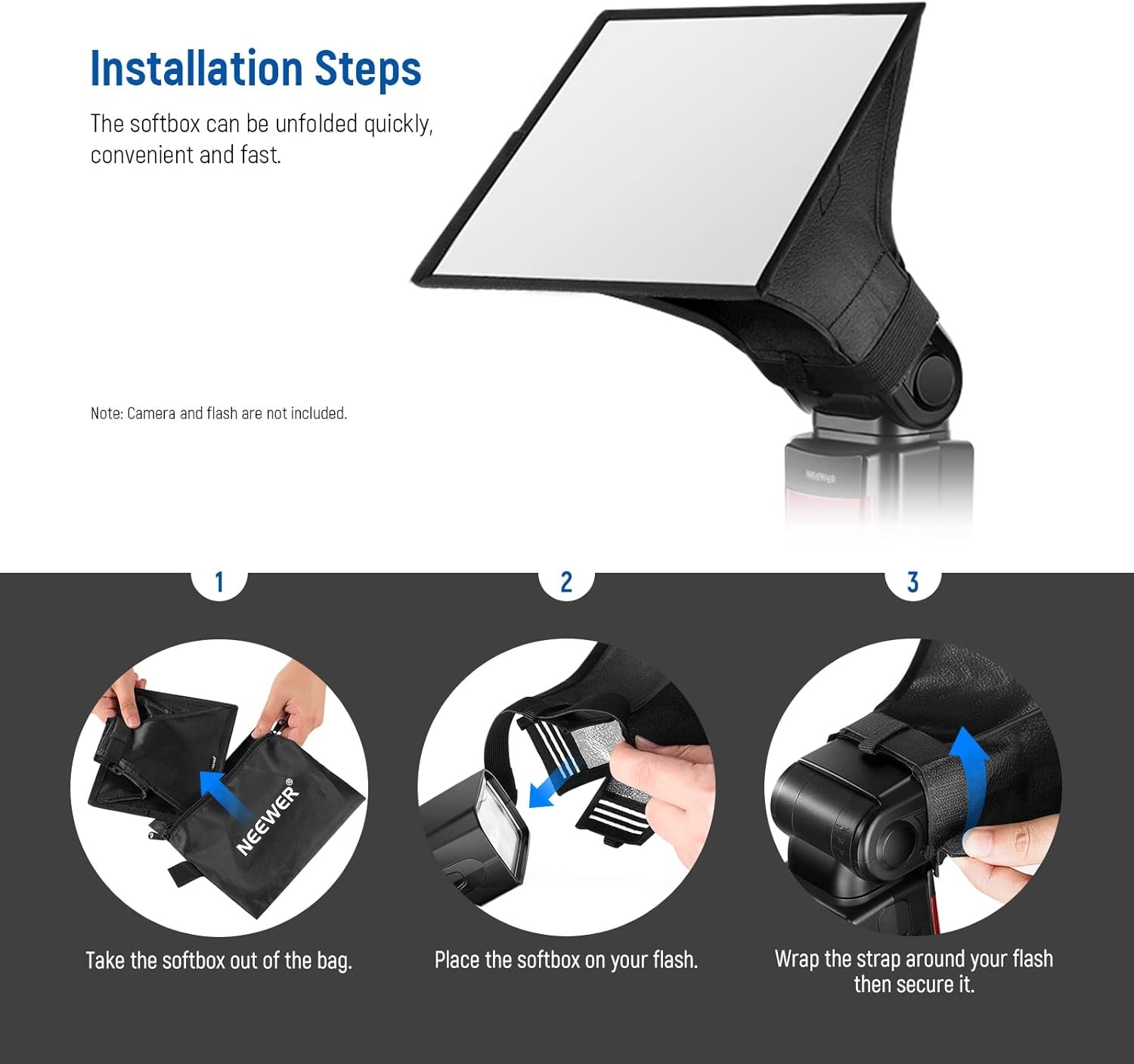 NEEWER Flash Diffuser Light Softbox 6" x 5", Universal, Collapsible with Storage