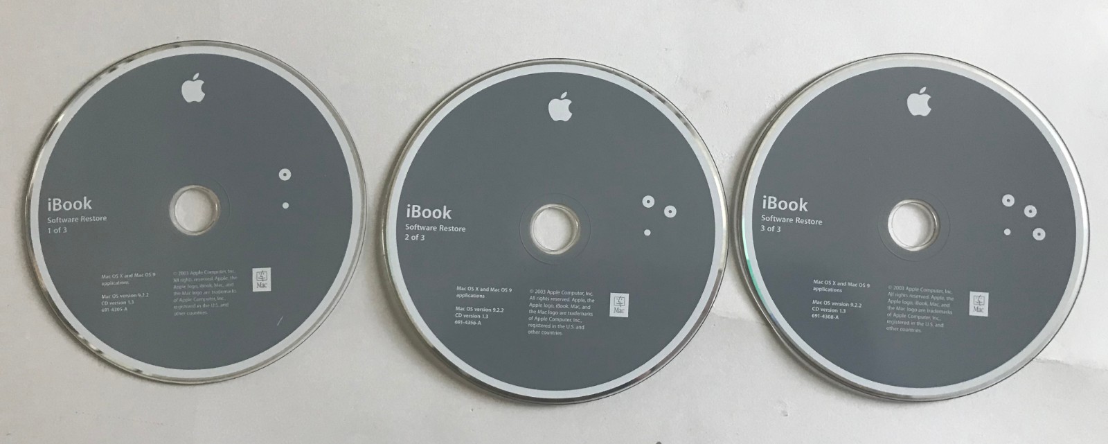 Mac iBook Software Restore For Mac OS X 9 9.2.2 (3 Disc) Ver 1.3 691-4356-A