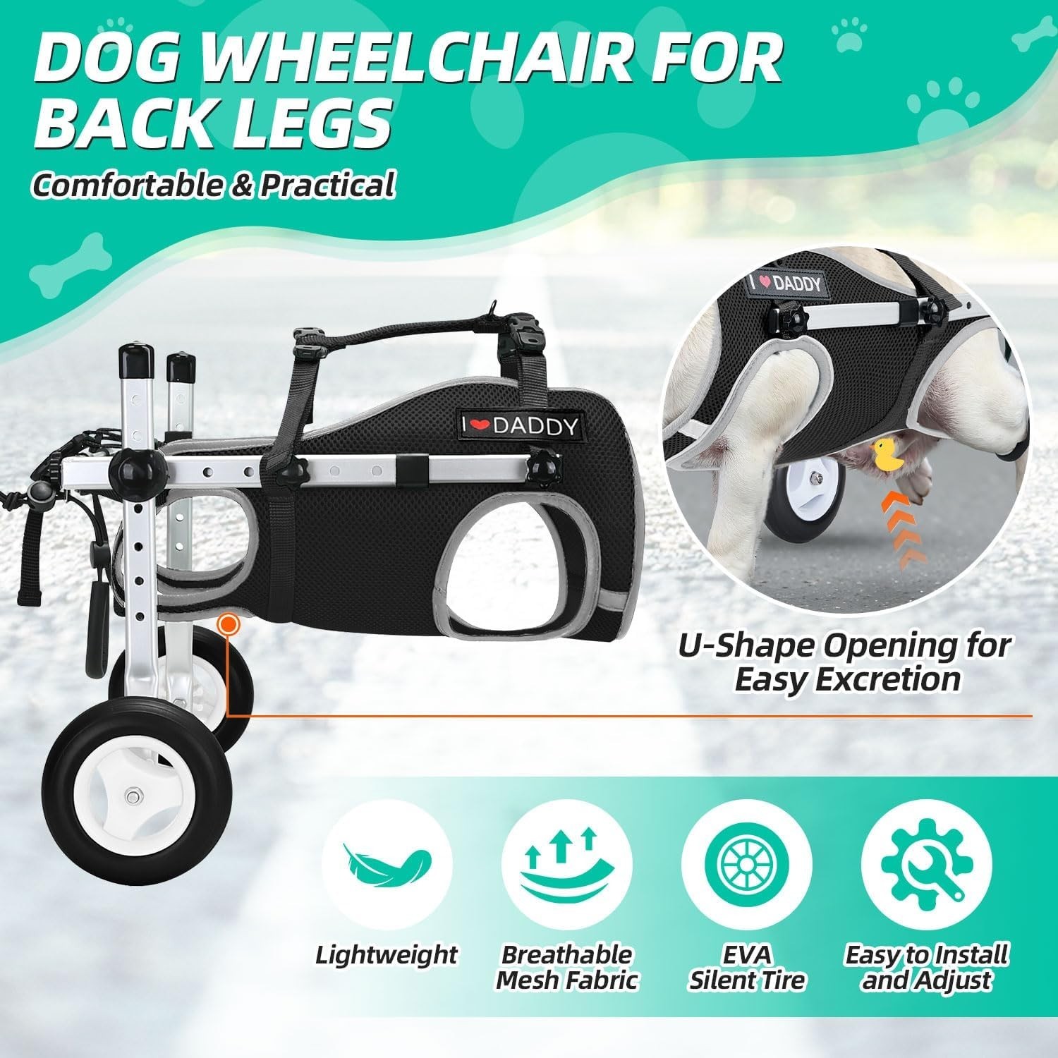 Lightweight Portable Dog Wheelchair for Back Legs Small